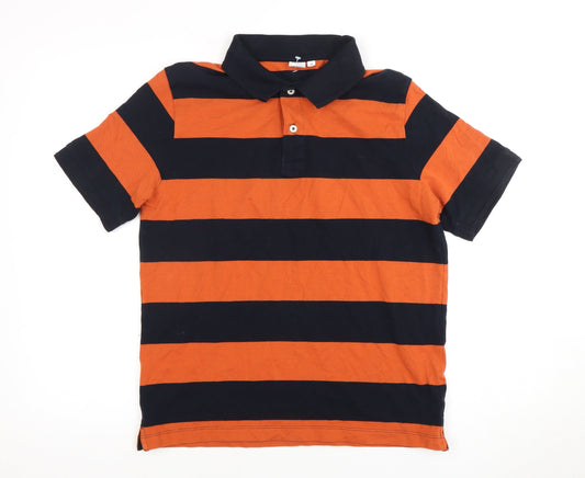 John Lewis Men's Orange Striped Polo Shirt M