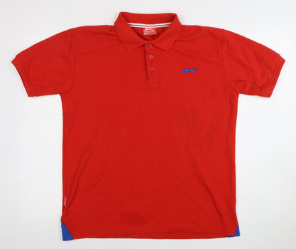 Slazenger Men's Red Polo Shirt, Size L, Casual Style