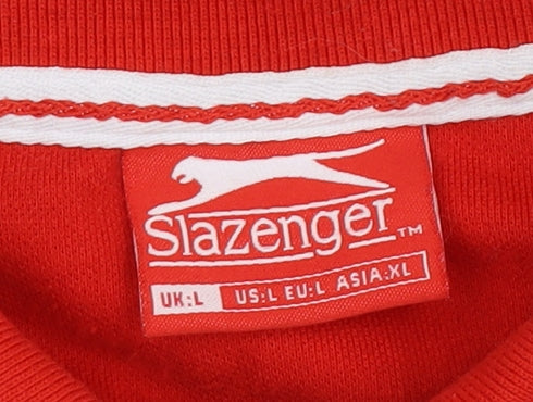 Slazenger Men's Red Polo Shirt, Size L, Casual Style