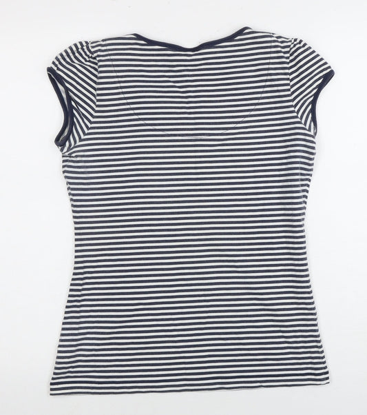 Next Women's Stripe T-Shirt Size 12 Bow Detail