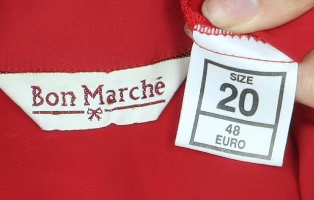 Bon Marche Women’s Red Button-Up Short Sleeve Blouse