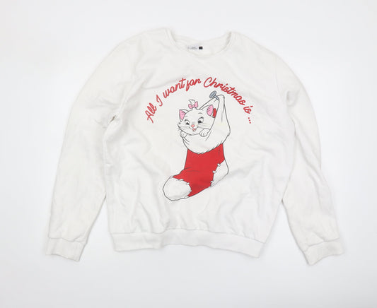 Womens UK Size XL Disney White Pullover Sweatshirt