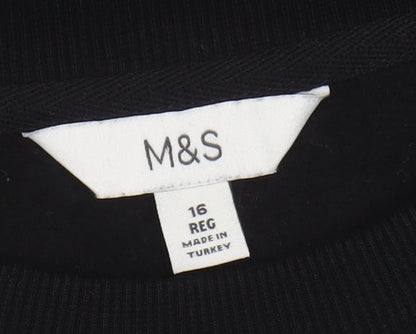 Marks and Spencer Women’s Black Sequin Pullover Sweatshirt - Size 16