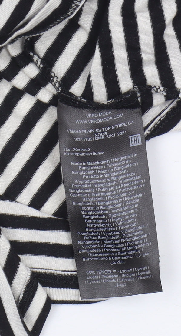 Womens UK Size S VERO MODA Black Basic T-Shirt