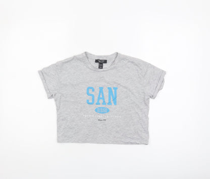 New Look Girls Grey Cropped T-Shirt, Size 10-11