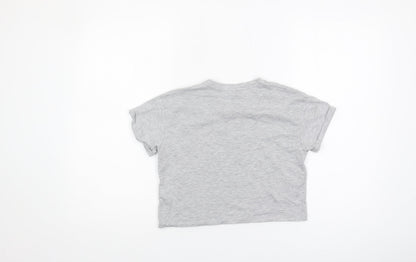 New Look Girls Grey Cropped T-Shirt, Size 10-11