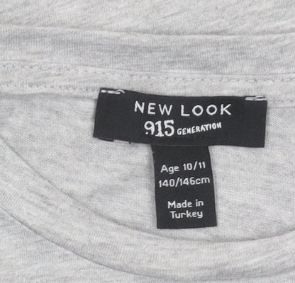 New Look Girls Grey Cropped T-Shirt, Size 10-11