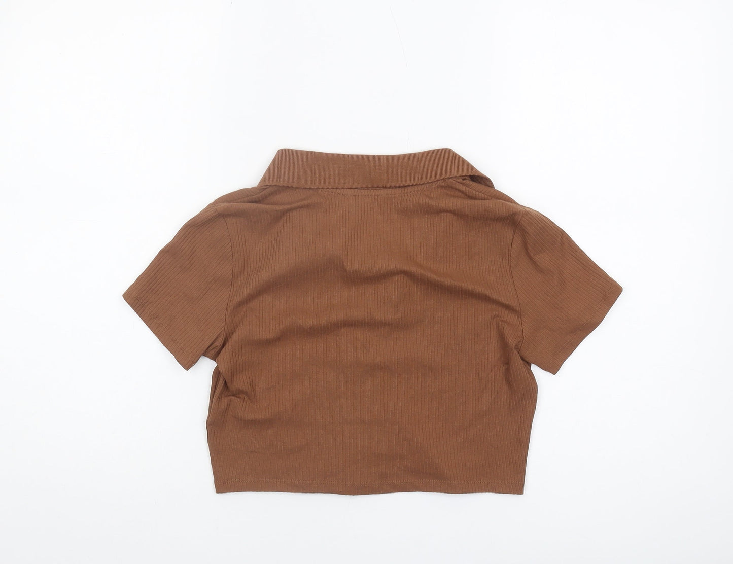 Monki Women's Brown Cropped Polo Shirt - M