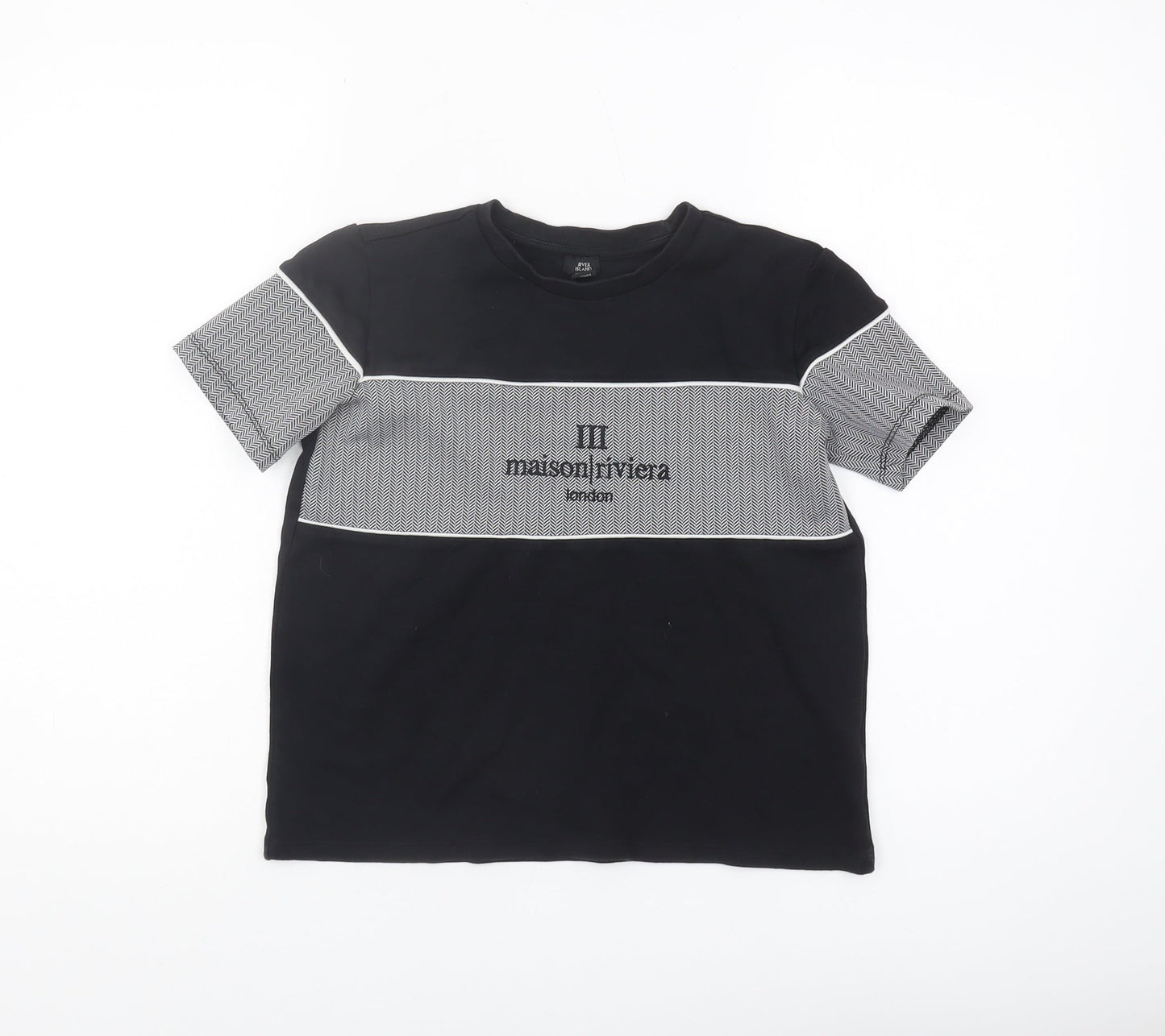 River Island Boys Black Graphic T-Shirt 9-10 Years
