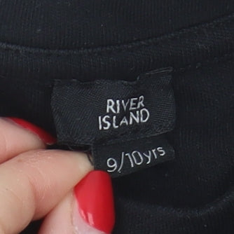 River Island Boys Black Graphic T-Shirt 9-10 Years