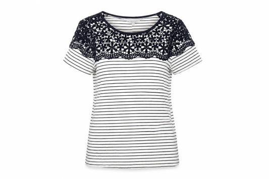 Front view of Red Herring Women's Blue Striped T-Shirt, size 8