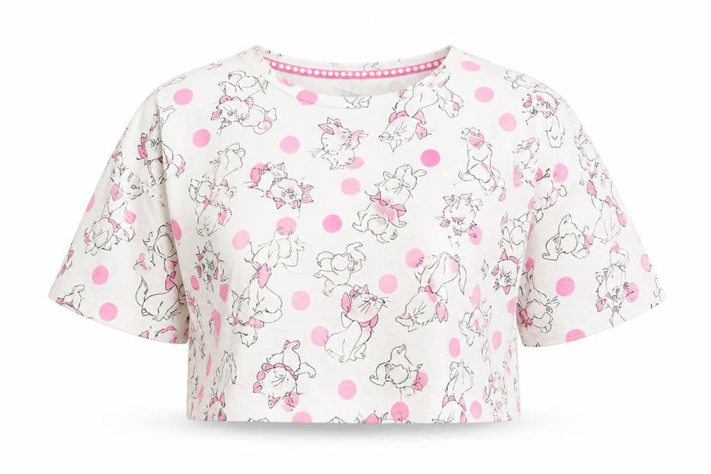Womens UK Size L Disney White Cropped T-Shirt