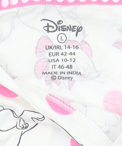 Womens UK Size L Disney White Cropped T-Shirt