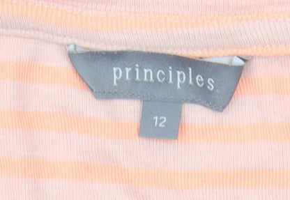 Womens UK Size 12 Principles Orange Basic T-Shirt