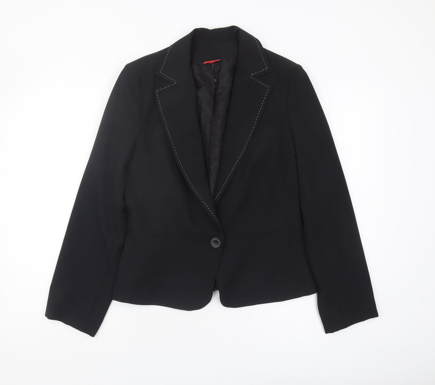 ELLE Women's Black Blazer L Notch Lapel Classic Fit