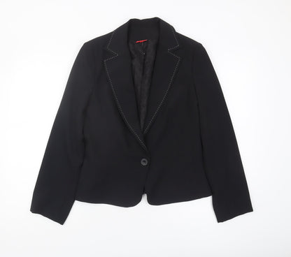 ELLE Women's Black Blazer L Notch Lapel Classic Fit