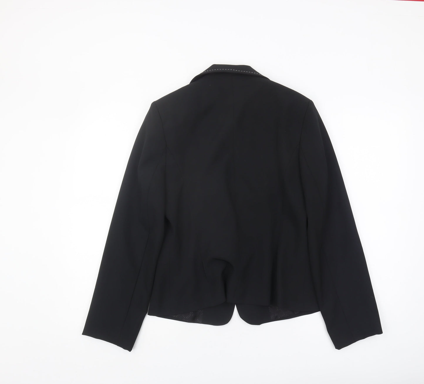 ELLE Women's Black Blazer L Notch Lapel Classic Fit