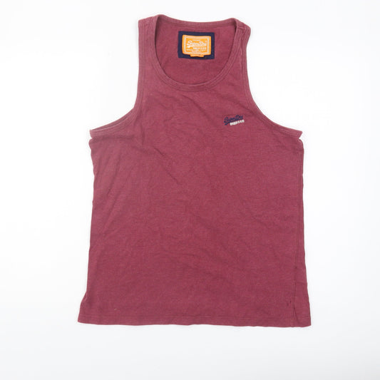 Superdry Men's Red Sleeveless T-Shirt S, Vintage Style