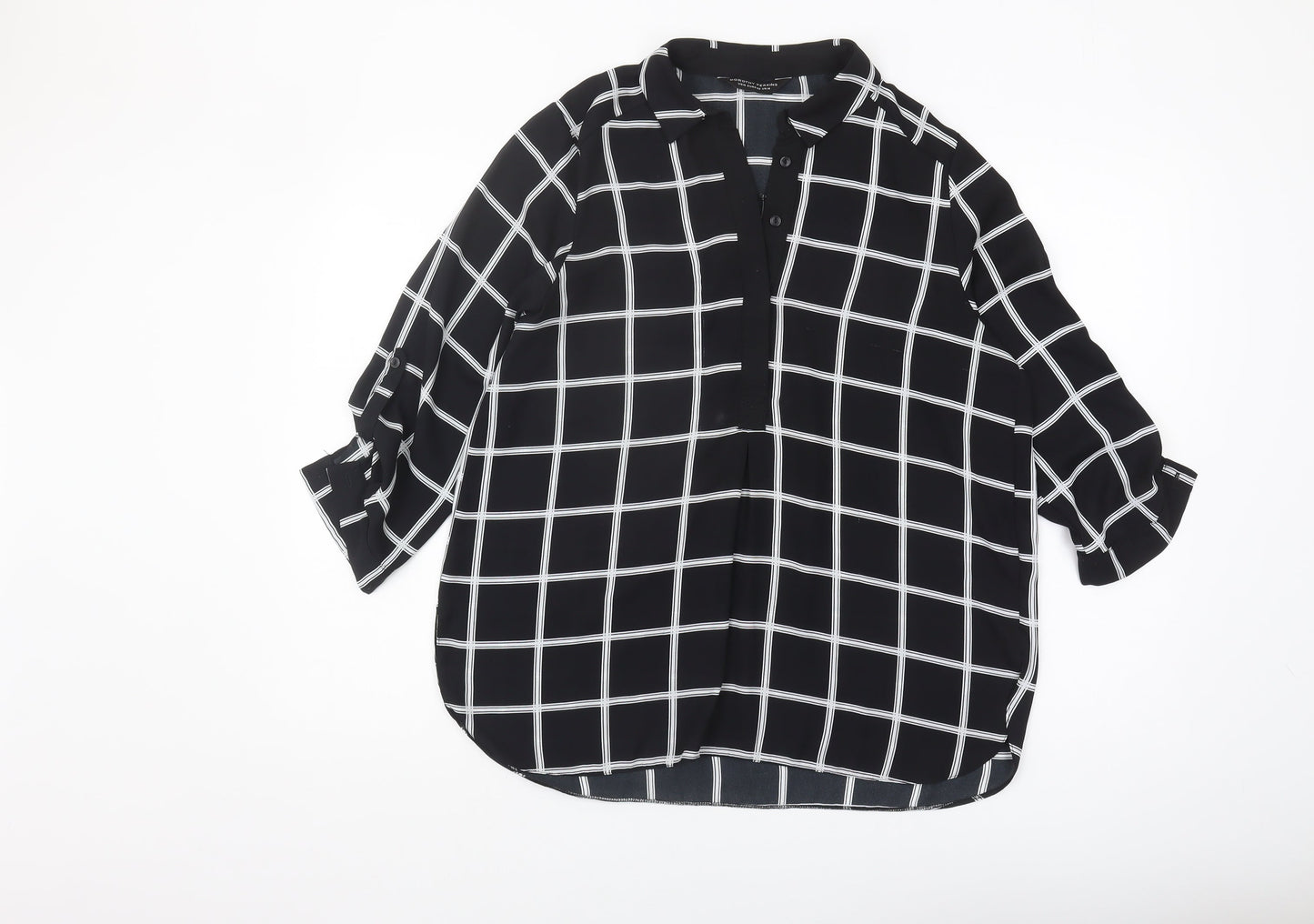 Womens UK Size 14 Dorothy Perkins Black Basic Button-Up