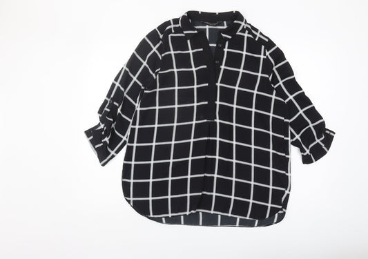 Womens UK Size 14 Dorothy Perkins Black Basic Button-Up