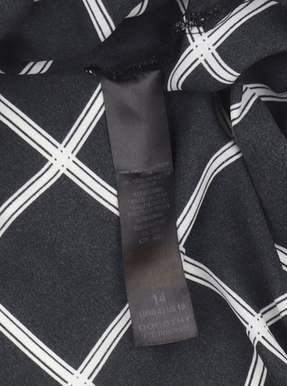 Womens UK Size 14 Dorothy Perkins Black Basic Button-Up