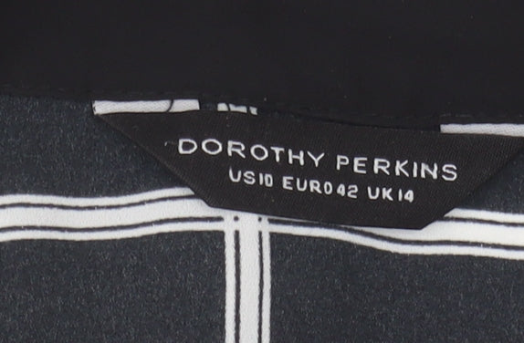 Womens UK Size 14 Dorothy Perkins Black Basic Button-Up