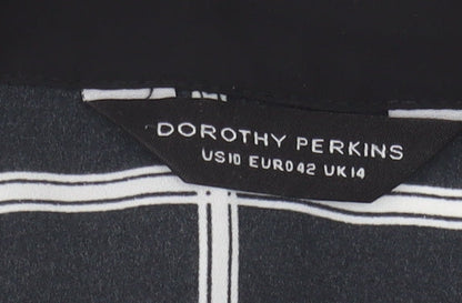 Womens UK Size 14 Dorothy Perkins Black Basic Button-Up