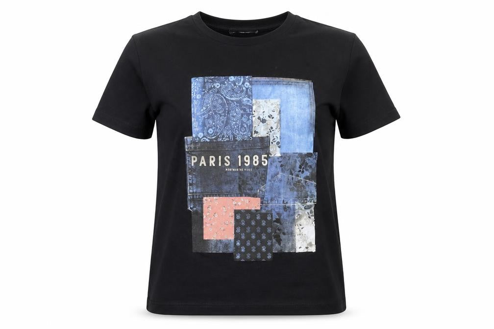 Front view of Stradivarius Black XS unisex casual t-shirt