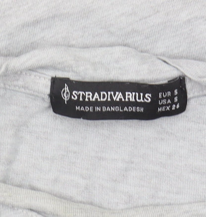 Stradivarius Women's Grey University T-Shirt - Size S