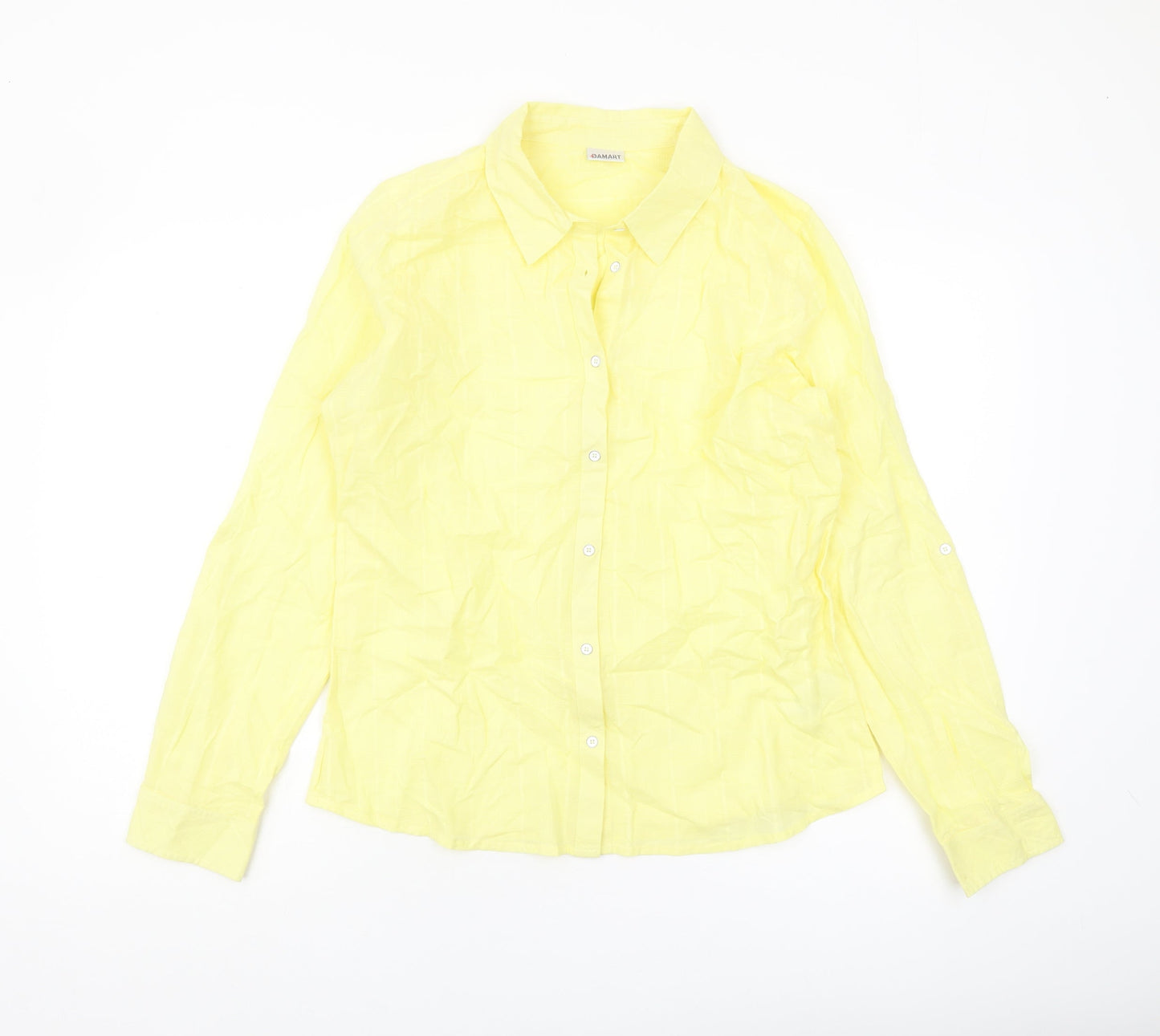 Damart Women's Yellow Cotton Button-Up Shirt, Size L