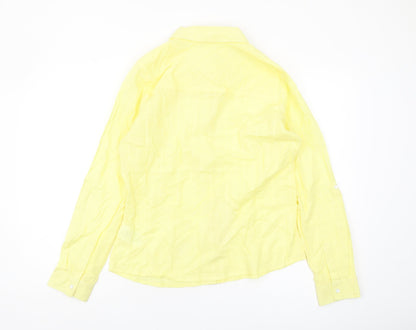 Damart Women's Yellow Cotton Button-Up Shirt, Size L