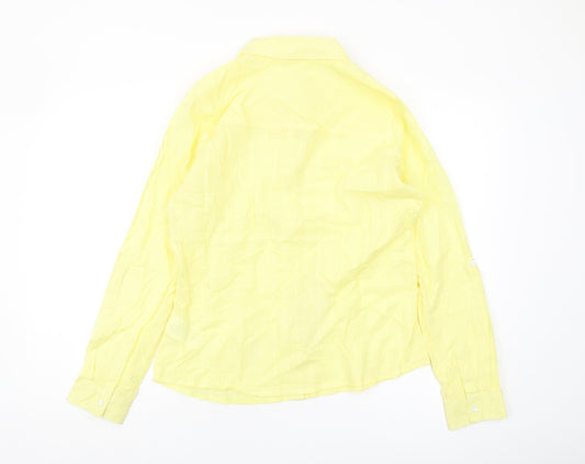 Damart Women's Yellow Cotton Button-Up Shirt, Size L