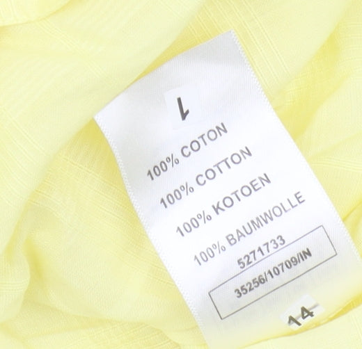 Damart Women's Yellow Cotton Button-Up Shirt, Size L