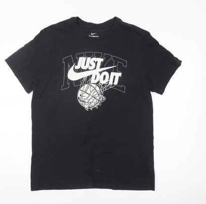Nike Men's Black Graphic T-Shirt M Dri-FIT Sports Tee