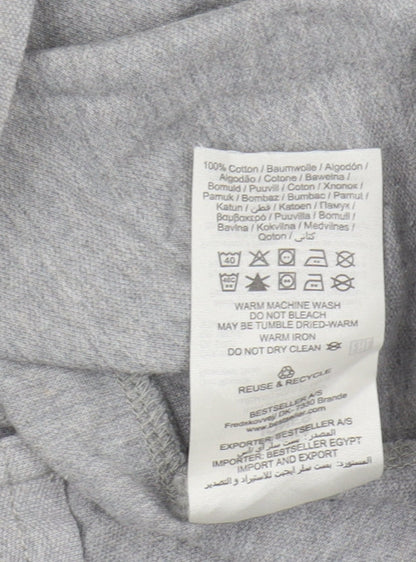 Jack & Jones Grey Mens Polo Shirt L Solid Casual