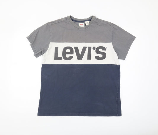 Levi's Men's Grey Colourblock Crew Neck T-Shirt M