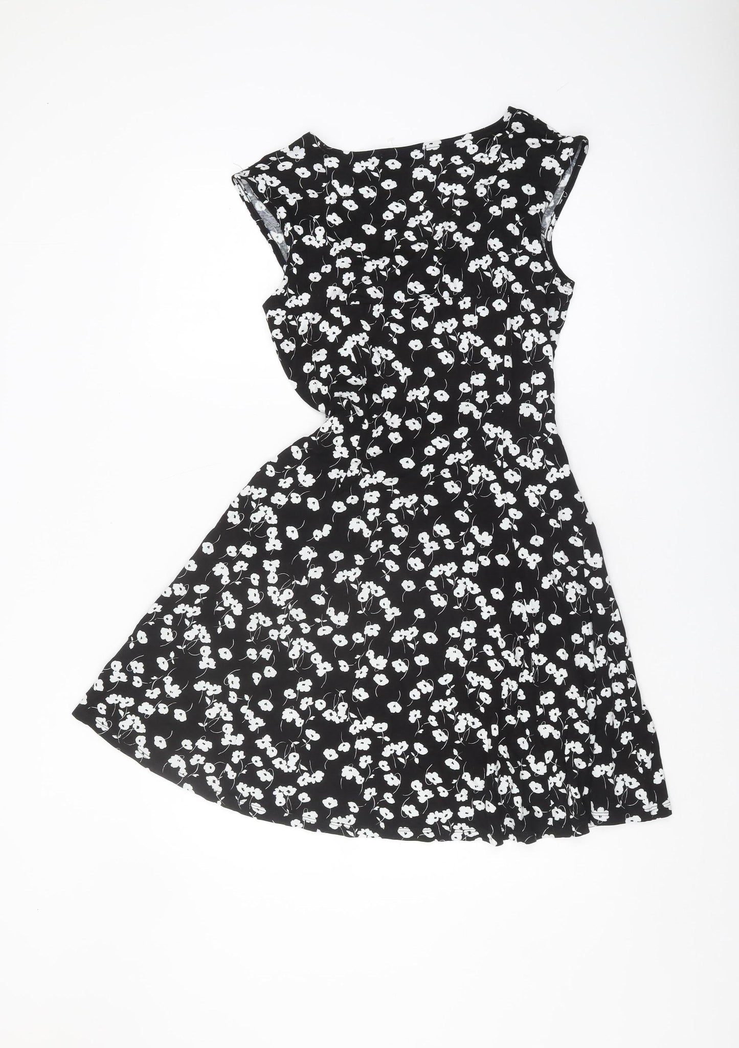Oasis Women's Black Floral A-Line Dress, Size S