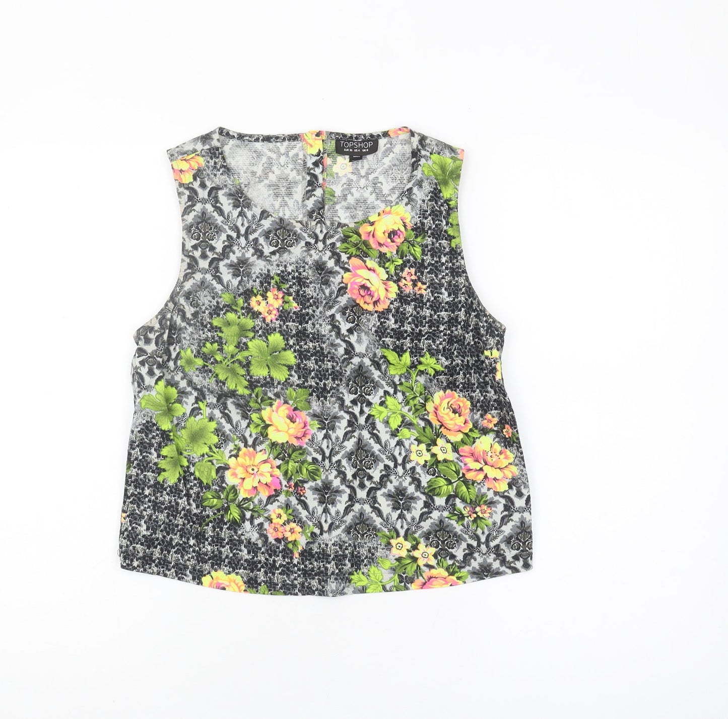Womens UK Size 8 Topshop Multicoloured Basic Tank