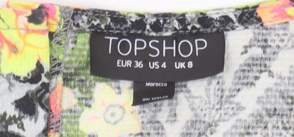 Womens UK Size 8 Topshop Multicoloured Basic Tank