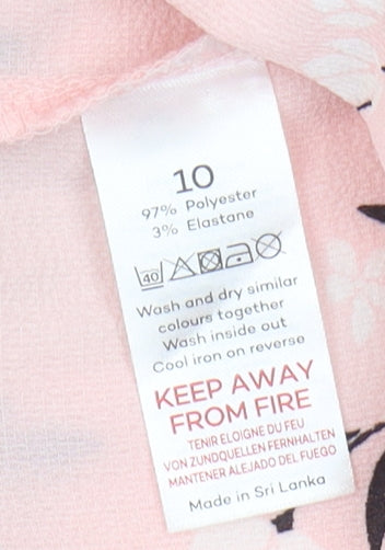 Bonmarché Women's Pink Floral Blouse Size 10