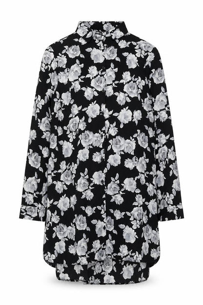 New Look Women's Black Floral Tunic Shirt Size 10
