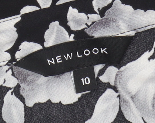 New Look Women's Black Floral Tunic Shirt Size 10