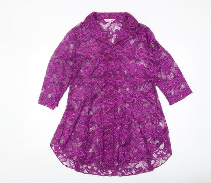 Womens UK Size L Michele Hope Purple Basic Blouse
