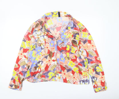 Womens UK Size L Zara Multicoloured Basic Button-Up