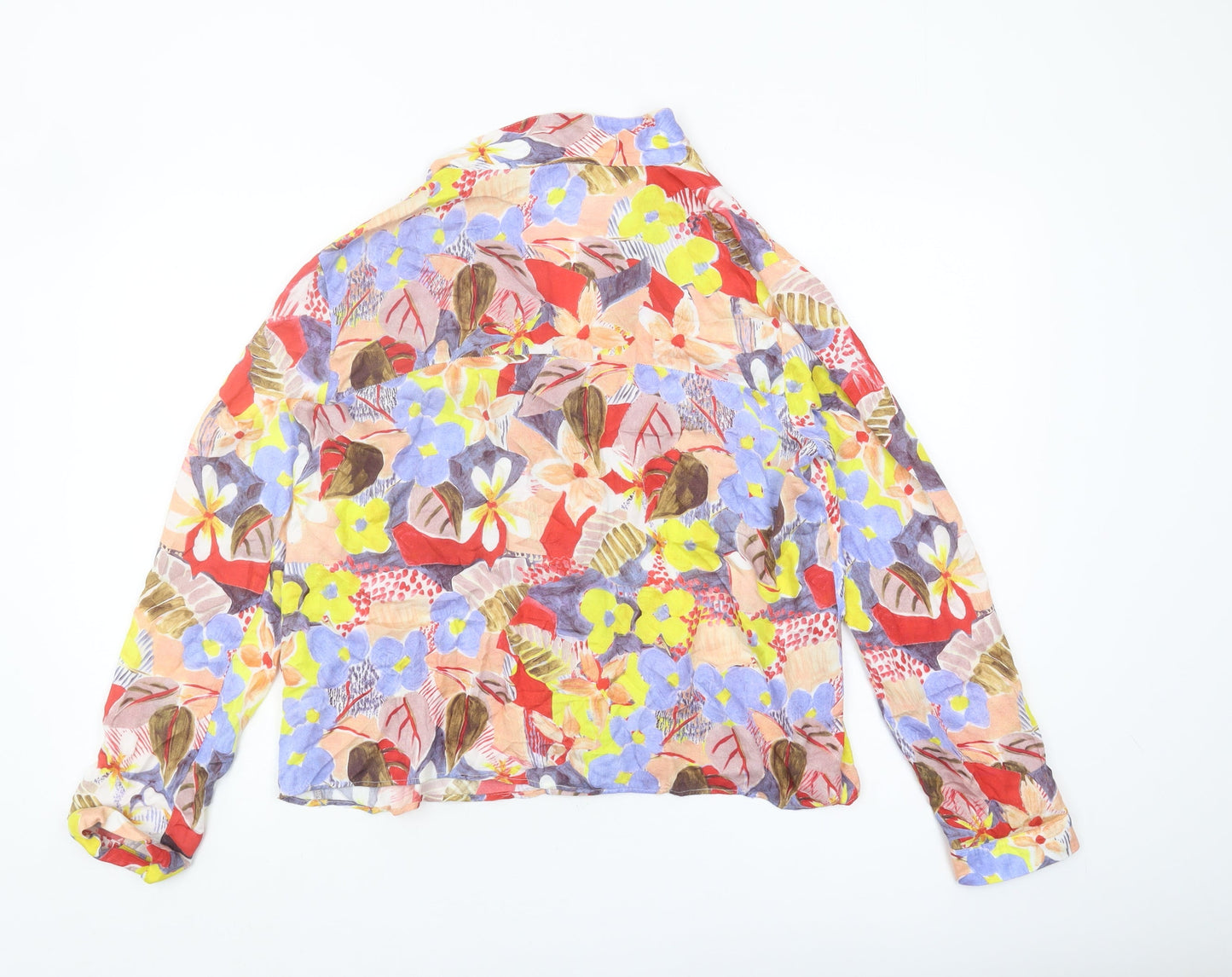 Womens UK Size L Zara Multicoloured Basic Button-Up
