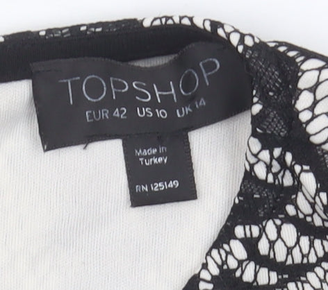 Womens UK Size 14 Topshop Multicoloured Basic Blouse