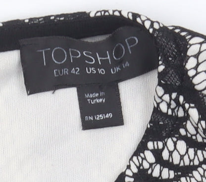 Womens UK Size 14 Topshop Multicoloured Basic Blouse