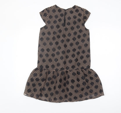 Next Girls Black Spotted Shift Dress 11 Years Casual Style