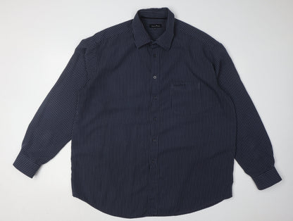James Pringle Men's Blue 2XL Striped Long Sleeve Shirt