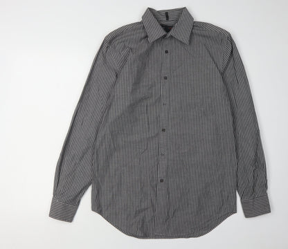 Redherring Men's Black Striped Button-Up Shirt 15